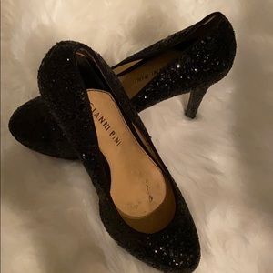 Gianni Bini Black Glitter Heels
